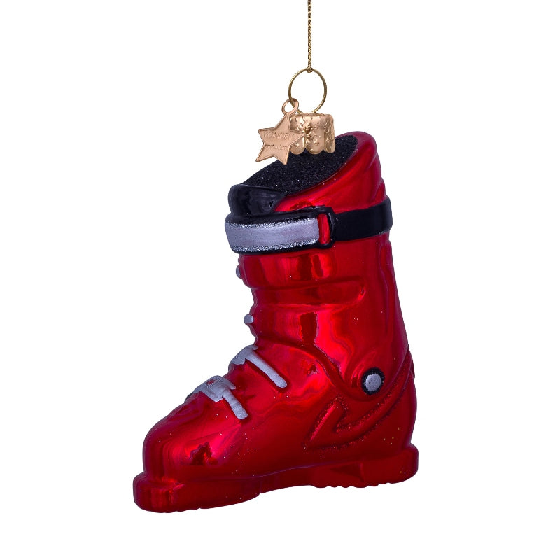 Rød skisko juleophæng - H9,5 cm.